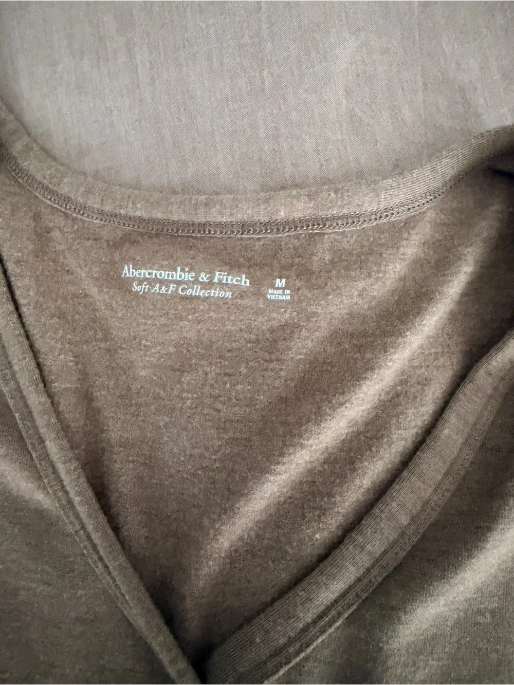 A&F Long Sleeve Henley One-Piece Bodysuit in Taupe